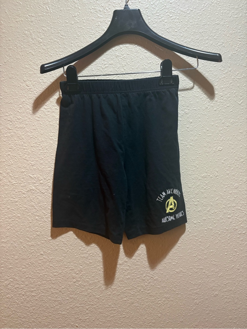 Marvel Black Kids Elastic-Waist Shorts with Yellow Logo